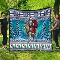Finland Joulupukki Christmas Quilt Riding the Yule Goat - Wonder Print Shop