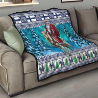 Finland Joulupukki Christmas Quilt Riding the Yule Goat - Wonder Print Shop