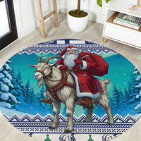 Finland Joulupukki Christmas Round Carpet Riding the Yule Goat - Wonder Print Shop
