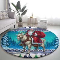 Finland Joulupukki Christmas Round Carpet Riding the Yule Goat - Wonder Print Shop