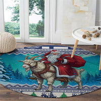 Finland Joulupukki Christmas Round Carpet Riding the Yule Goat - Wonder Print Shop