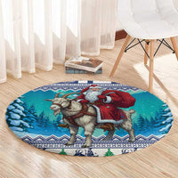Finland Joulupukki Christmas Round Carpet Riding the Yule Goat - Wonder Print Shop