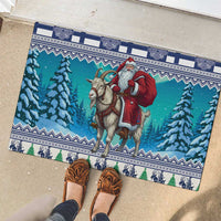 Finland Joulupukki Christmas Rubber Doormat Riding the Yule Goat - Wonder Print Shop