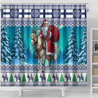 Finland Joulupukki Christmas Shower Curtain Riding the Yule Goat - Wonder Print Shop