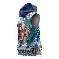 Finland Joulupukki Christmas Sleeveless Hoodie Riding the Yule Goat - Wonder Print Shop