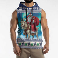Finland Joulupukki Christmas Sleeveless Hoodie Riding the Yule Goat - Wonder Print Shop