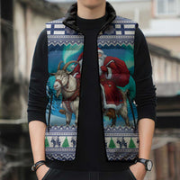 Finland Joulupukki Christmas Sleeveless Puffer Jacket Riding the Yule Goat - Wonder Print Shop
