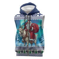 Finland Joulupukki Christmas Sleeveless Zip Hoodie Riding the Yule Goat - Wonder Print Shop
