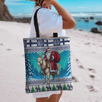 Finland Joulupukki Christmas Tote Bag Riding the Yule Goat - Wonder Print Shop