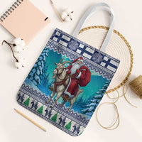 Finland Joulupukki Christmas Tote Bag Riding the Yule Goat - Wonder Print Shop