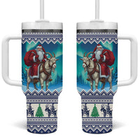 Finland Joulupukki Christmas Tumbler With Handle Riding the Yule Goat - Wonder Print Shop