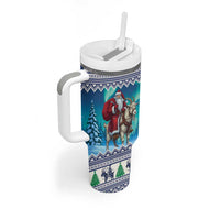 Finland Joulupukki Christmas Tumbler With Handle Riding the Yule Goat - Wonder Print Shop