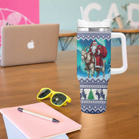 Finland Joulupukki Christmas Tumbler With Handle Riding the Yule Goat - Wonder Print Shop