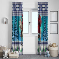Finland Joulupukki Christmas Window Curtain Riding the Yule Goat - Wonder Print Shop