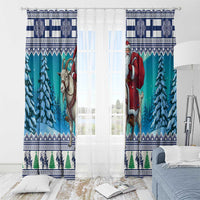 Finland Joulupukki Christmas Window Curtain Riding the Yule Goat - Wonder Print Shop