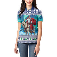 Finland Joulupukki Christmas Women Polo Shirt Riding the Yule Goat - Wonder Print Shop
