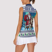 Finland Joulupukki Christmas Women Sleeveless Polo Shirt Riding the Yule Goat - Wonder Print Shop
