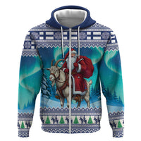 Finland Joulupukki Christmas Zip Hoodie Riding the Yule Goat - Wonder Print Shop