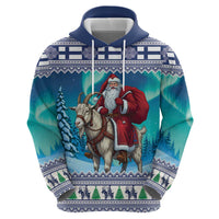 Finland Joulupukki Christmas Zip Hoodie Riding the Yule Goat - Wonder Print Shop
