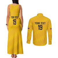 Custom World Football 2026 Colombia Couples Matching Tank Maxi Dress and Long Sleeve Button Shirt Vamos Los Cafeteros - Wonder Print Shop