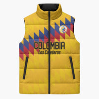 Custom World Football 2026 Colombia Sleeveless Puffer Jacket Vamos Los Cafeteros - Wonder Print Shop