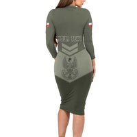 Personalized Poland Home Army Long Sleeve Bodycon Dress Armia Krajowa Military Eagle Chevron Design