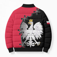 Poland White Eagle Bomber Puffer Jacket Polish National Coat of Arms Design