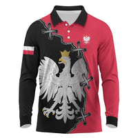 Poland White Eagle Long Sleeve Polo Shirt Polish National Coat of Arms Design