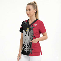 Poland White Eagle Scrub Top Polish National Coat of Arms Design