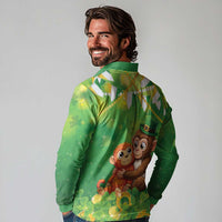 Punch The Monkey St Patrick’s Day Long Sleeve Polo Shirt Lucky Baby Monkey