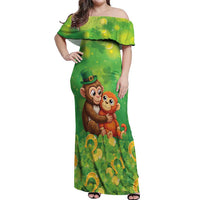 Punch The Monkey St Patrick’s Day Off Shoulder Maxi Dress Lucky Baby Monkey