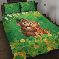 Punch The Monkey St Patrick’s Day Quilt Bed Set Lucky Baby Monkey