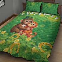 Punch The Monkey St Patrick’s Day Quilt Bed Set Lucky Baby Monkey
