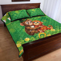 Punch The Monkey St Patrick’s Day Quilt Bed Set Lucky Baby Monkey