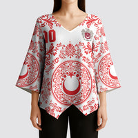 Custom World Football 2026 Turkey Kimono Sleeve Blouse Crescent Stars Ottoman Baroque Red Version