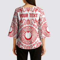 Custom World Football 2026 Turkey Kimono Sleeve Blouse Crescent Stars Ottoman Baroque Red Version