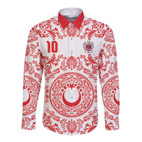 Custom World Football 2026 Turkey Long Sleeve Button Shirt Crescent Stars Ottoman Baroque Red Version