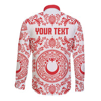 Custom World Football 2026 Turkey Long Sleeve Button Shirt Crescent Stars Ottoman Baroque Red Version