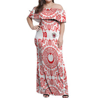 Custom World Football 2026 Turkey Off Shoulder Maxi Dress Crescent Stars Ottoman Baroque Red Version