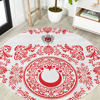 World Football 2026 Turkey Round Carpet Crescent Stars Ottoman Baroque Red Version