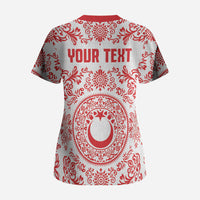 Custom World Football 2026 Turkey Scrub Top Crescent Stars Ottoman Baroque Red Version