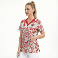 Custom World Football 2026 Turkey Scrub Top Crescent Stars Ottoman Baroque Red Version