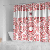World Football 2026 Turkey Shower Curtain Crescent Stars Ottoman Baroque Red Version
