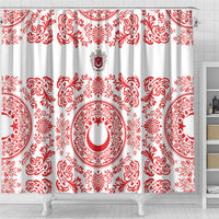 World Football 2026 Turkey Shower Curtain Crescent Stars Ottoman Baroque Red Version