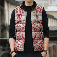 Custom World Football 2026 Turkey Sleeveless Puffer Jacket Crescent Stars Ottoman Baroque Red Version