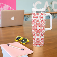Custom World Football 2026 Turkey Tumbler With Handle Crescent Stars Ottoman Baroque Red Version