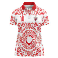 Custom World Football 2026 Turkey Women Polo Shirt Crescent Stars Ottoman Baroque Red Version