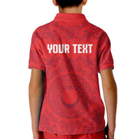 Custom World Football 2026 Turkey Kid Polo Shirt Crescent Stars Ottoman Baroque Pride