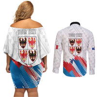 Personalized Italy Trentino-Alto Adige Couples Matching Off Shoulder Short Dress and Long Sleeve Button Shirt Flag Style - Wonder Print Shop