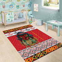 Personalized Romania Christmas Area Rug Romanian Folk Mask - Wonder Print Shop